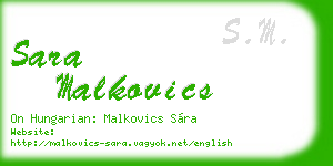sara malkovics business card